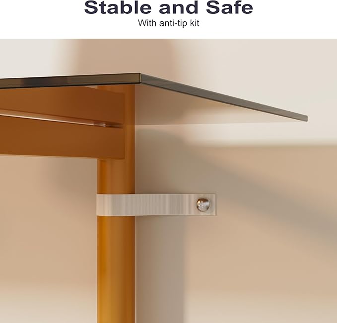 Glass Sofa Table, Mid-Century Modern Entryway Table with Tempered Glass & Golden Legs, 2-Tier Behind Couch Table for Living Room Hallway Entrance, Brown-NeatNest