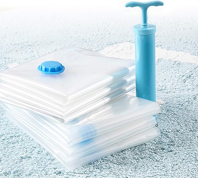 Vacuum Storage Bags Space Saving Bags for Comforters Clothes Pillow Bedding Blanket Storage, Double Zip Lock Seal & Leak Valve, Free Travel Hand Pump Included (6 Pack Large - 31 * 24 inches)-NeatNest