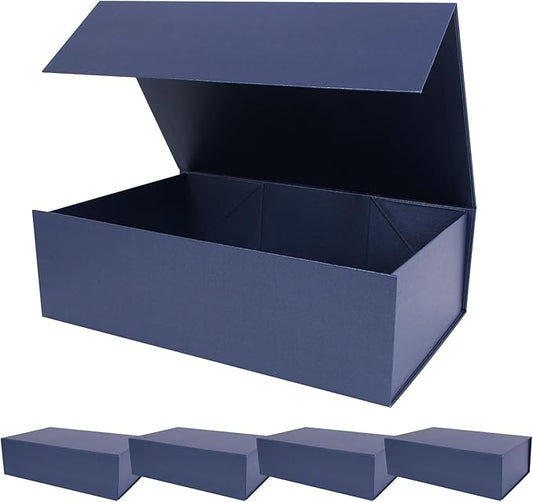 Aimyoo Navy Blue Magnetic Gift Boxes with Lids 13.8x9x4.3 in, Large Bridesmaid Groomsman Proposal Box, Rectangle Collapsible Box for Present Graduation Birthday Storage 5 Pack-NeatNest