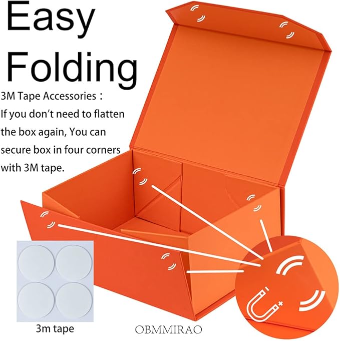 10 Small Orange Gift Boxes 9.5x7x4 Inches, Magnetic Gift Box with Lid Wholesale gift boxes for Presents Bridesmaid Proposal Boxes (Imitate Leather Texture, 10pcs/pack)-NeatNest