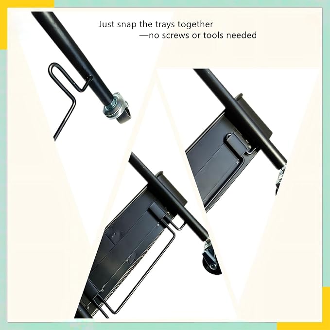 SETTFRFE 3 Tier Rolling Cart Metal,File and Art Cart with Wheels,Storage Shelf Organizer Cart for Bathroom,Office,Kitchen,Black-NeatNest