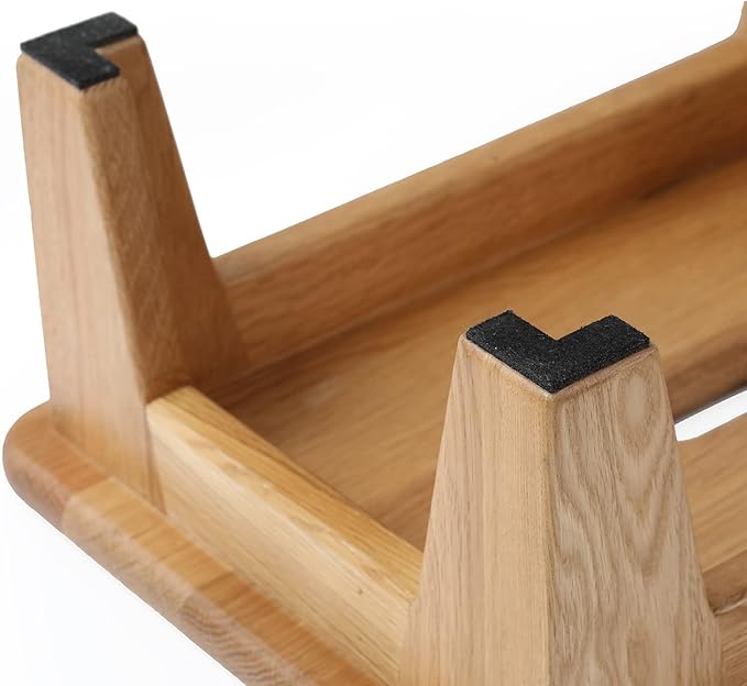 CONSDAN Oak Step Stool for Bed, Wooden Stool for Adults & Seniors - 6.5" High, Non-Slip Mat, No Assembly Needed, Solid Wood, Natural Color-NeatNest