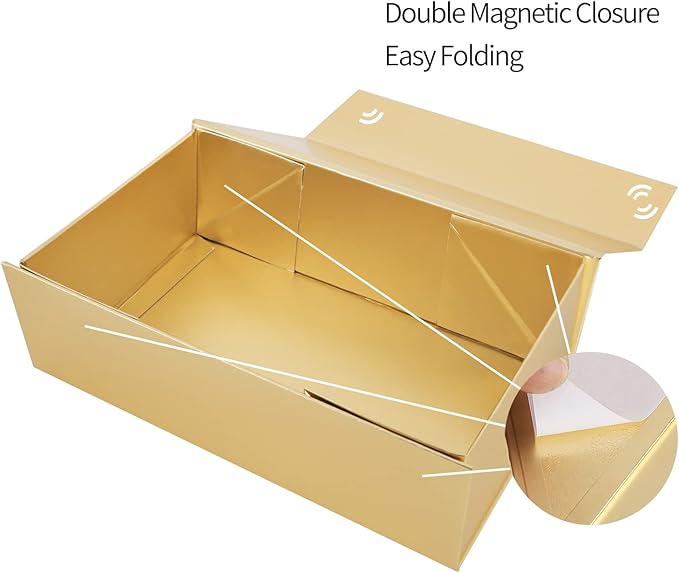 Gold Gift Box 12" x 6" x 4" with Magnetic Closure Lid Gifts Boxe for Presents,Bridesmaid Gifts Box,Cute Boxes,Birthday Gift box,Luxury for Gifts Packaging, Magnetic Gift Boxe for Wrapping Gifts (Gold)-NeatNest