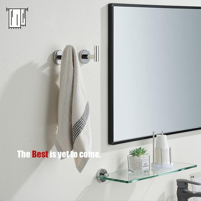 JQK Chrome Bathroom Towel Hook, 304 Stainless Steel Coat Robe Clothes Hook for Bathroom Kitchen Garage Wall Mounted (Pack of 4), TH100-CH-P4-NeatNest