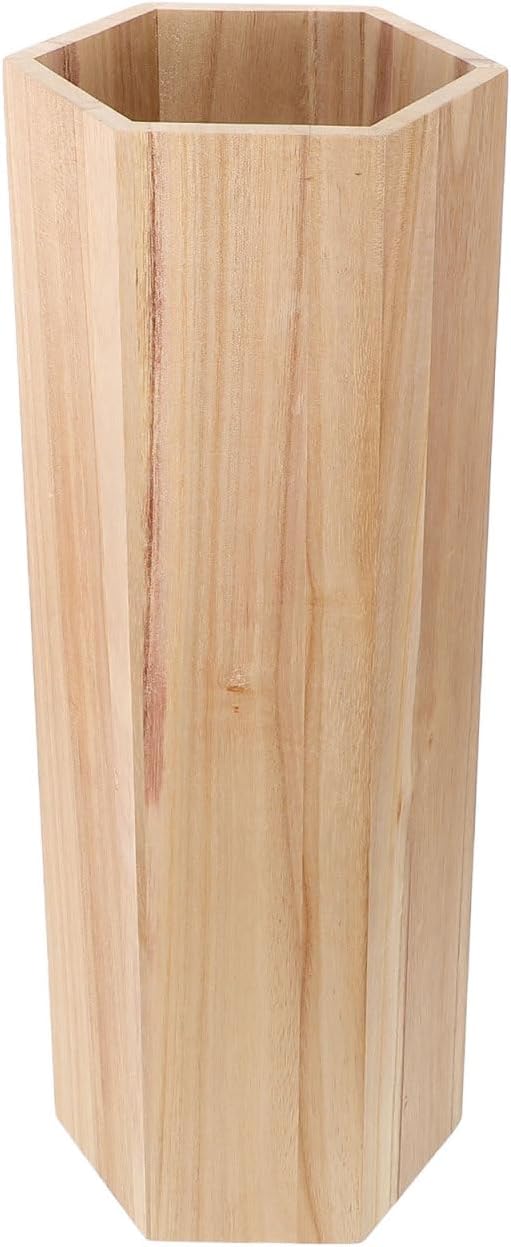 19inch Wooden Umbrella Stand - Hexagon Storage Holder for Umbrellas Canes - Indoor and Outdoor Use - Stylish and Modern Organizer for Entryways