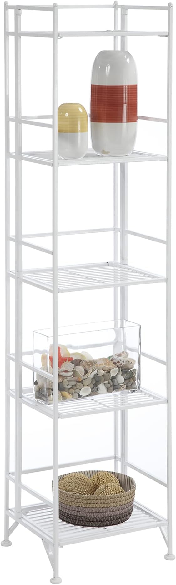 Convenience Concepts Xtra Storage Shelves - 5-Tier Folding Metal Storage Shelves, Closet Organizer for Office, Laundry Room, Bedroom, Garage, Kitchen, Bathroom, White-NeatNest