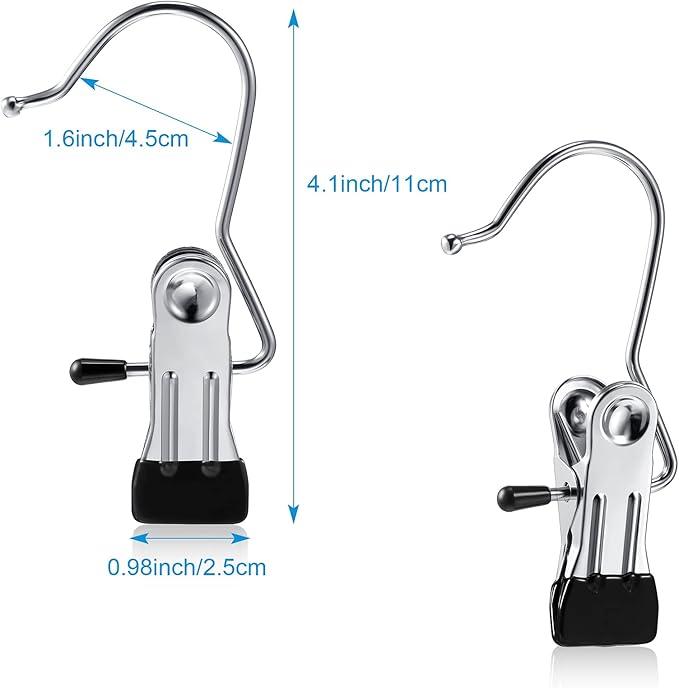 Hotop Boot Hanger Clips for Closet, Laundry Hanging Hooks Heavy Duty Clips Boot Holder Portable Single Hooks Space Saving for Pants Jeans Clothes Hats Tall Towels(Silvery,36 Pieces)-NeatNest