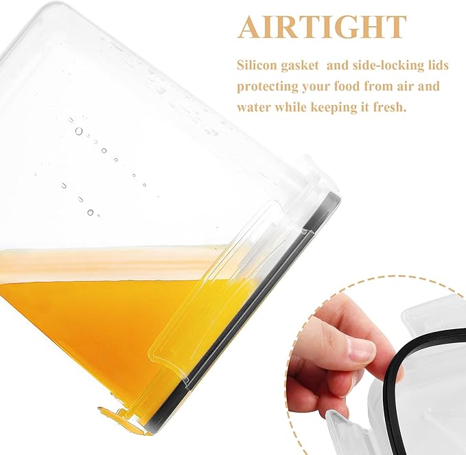 Cereal Container Food Storage Containers, Airtight Dry Food Storage Containers Set of 8 (2.5L/85oz) for Flour, Sugar, Cereal and Pantry Storage Containers with Black Locking Lids-NeatNest