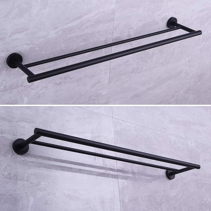 36-Inch Matte Black Double Bath Towel Bar SUS 304 Stainless Steel Towel Rack Holder for Bathroom Wall Mount