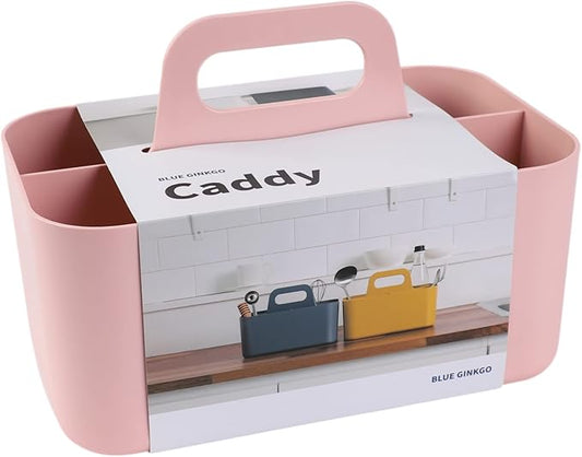 BLUE GINKGO Stackable Organizer Caddy – Korean-Made Portable Tote for Bathroom, Office, Crafts, or School Supplies (Rectangle, Pink)-NeatNest