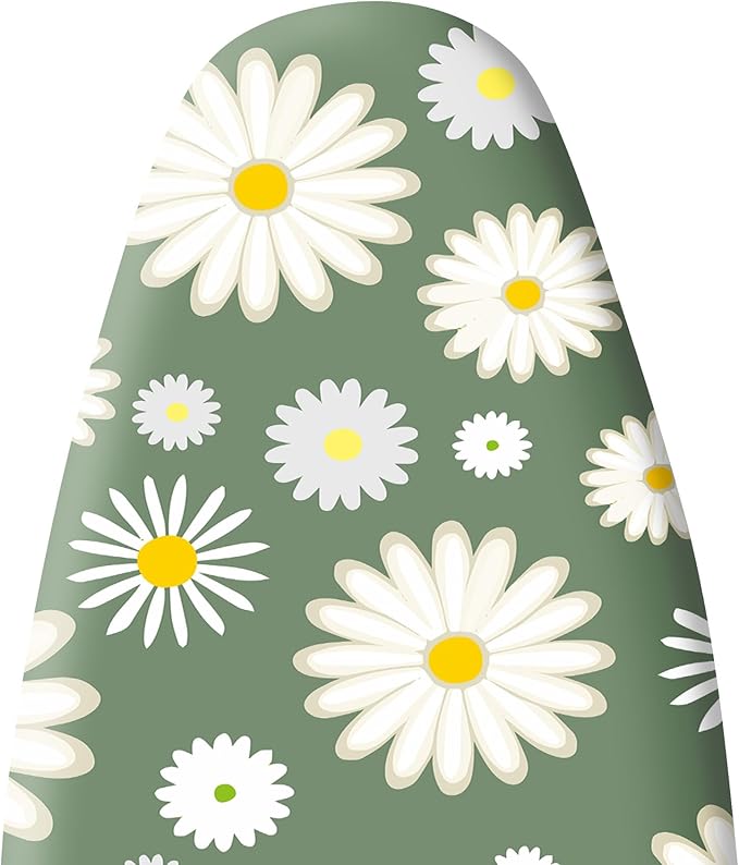 Extra Thick Ironing Board Cover and Pad, 15x54 Ironing Board Cover, Resist Scorching and Staining,Elastic Edges,Sage Green White Daisy Spring Flowers