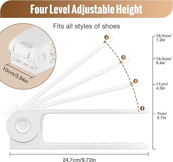 Neprock Shoe Slots Organizer for Closet,16 Pack Upgraded Thickned Shoe Storage Space Saving Shoe Rack, Closet Shoe Organizer Shoe Holder Shoe Stackers for Closet Organization（White）-NeatNest