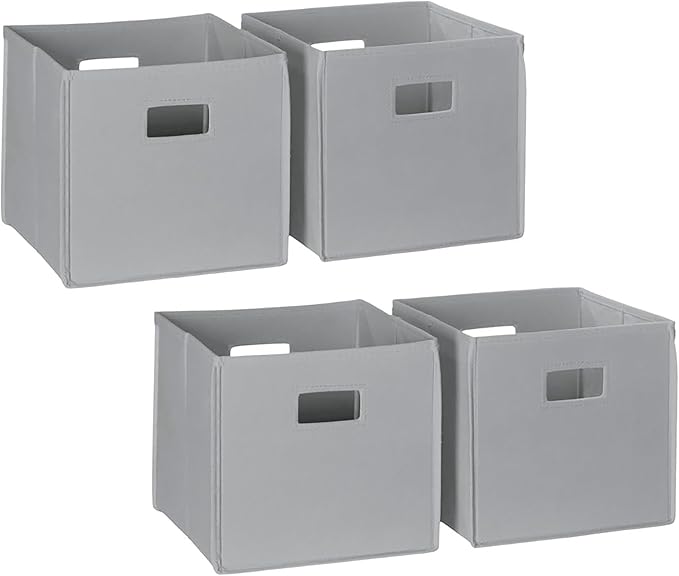 RiverRidge Folding Storage Bins with Handles Gray Cube Storage Organizer for Closet, Bedroom & Playroom - Closet Organizers and Storage Set of 4-NeatNest