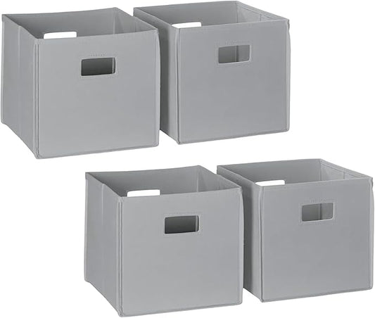 RiverRidge Folding Storage Bins with Handles Gray Cube Storage Organizer for Closet, Bedroom & Playroom - Closet Organizers and Storage Set of 4-NeatNest