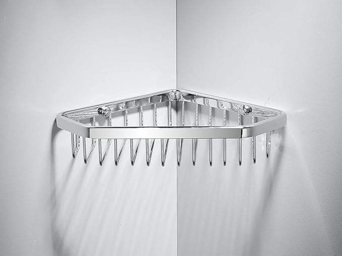 Corner Shower Caddy Basket,Shampoo Holder for Shower Wall,Inside Shower Shelf Bathroom Organizer,Solid Brass Material in Polished Chrome
