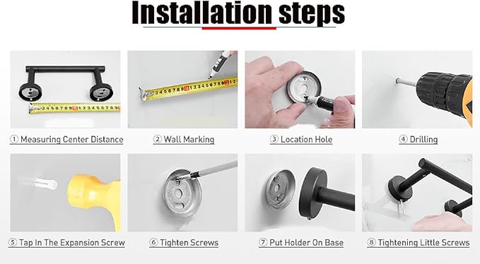 Newfun Matte Black Toilet Paper Holder, SUS 304 Stainless Steel Adjustable Double Post Pivoting Toilet Paper Roll Holder Wall Mount for Bathroom