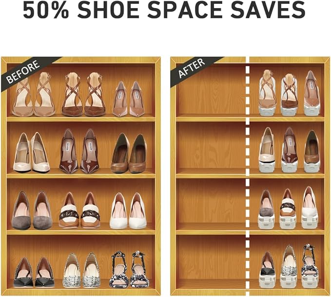 Shoe Slots Organizer 36 Pack - Shoe Organizer Space Saver 50%,Adjustable Thickening Shoe Stackers for a pair of Shoes,Shoe Storage Shoe Rack Holder for closet organization,organizador de zapatos,White-NeatNest