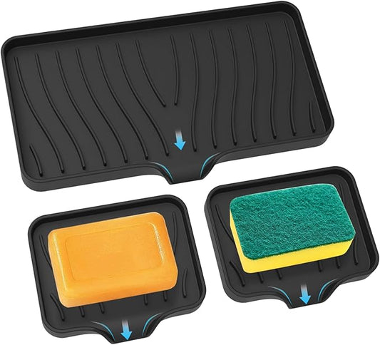 3 Pack Soap Dish Kitchen Soap Tray, Non-Slip Self Draining Soap Holder (Keep The Bar Soap Dry),Bar Soap Holder Soap Tray for Kitchen Bathroom-NeatNest
