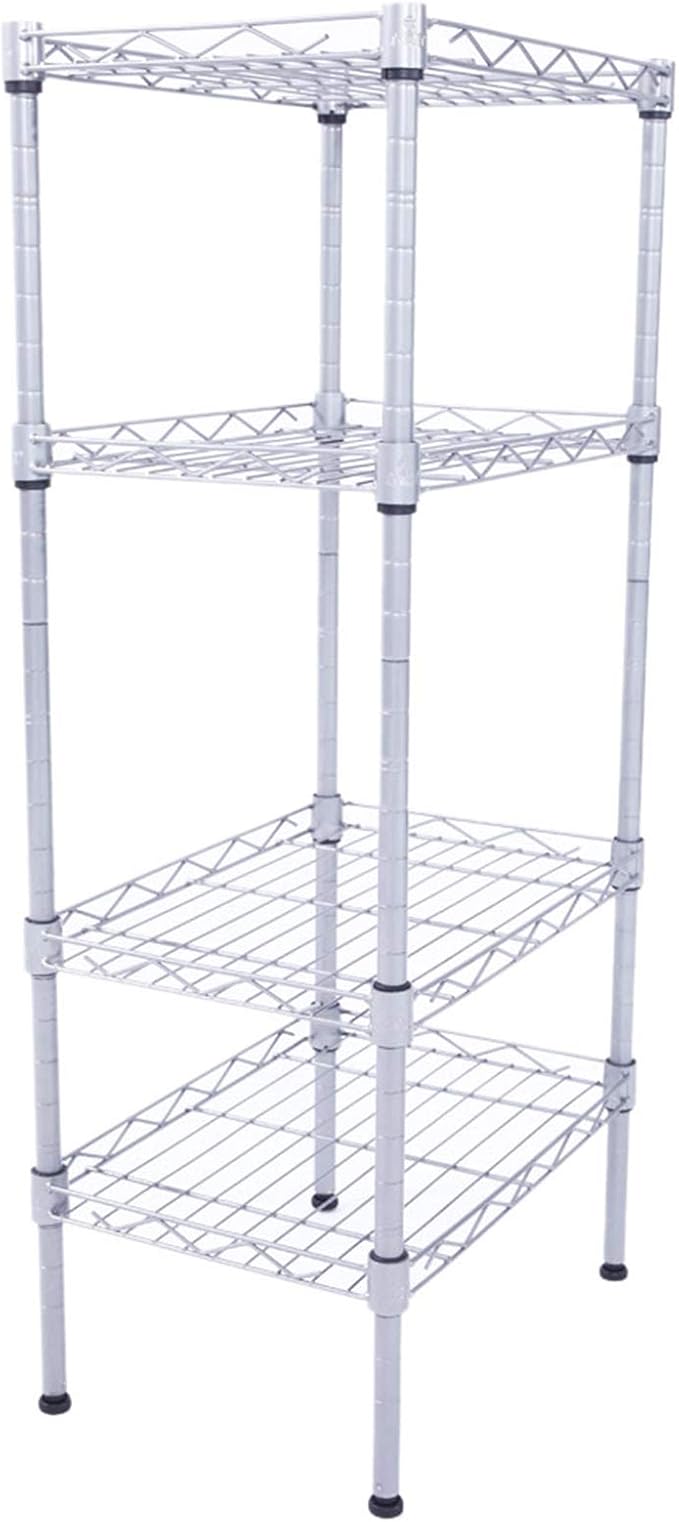 4 Tier Adjustable Storage Shelf Metal Storage Rack Wire Shelving Unit Storage Shelves for Pantry Closet Kitchen Laundry Bathroom (Silver9-4-Tier)