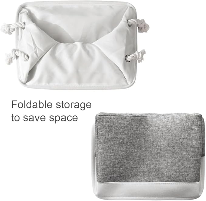 TheWarmHome Organization and Storage Basket for Organizing - 3 Pack 16x12x12 inch Cube Storage Bin Fabric Storage Cubes for Organizer Cloth Gift Toy Closet (White & Grey)-NeatNest