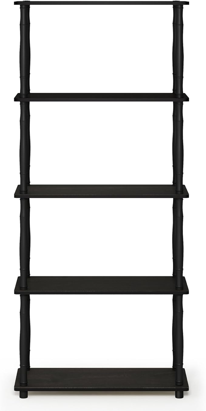 Furinno Turn-N-Tube 5-Tier Multipurpose Shelf / Display Rack / Storage Shelf / Bookshelf, Classic Tubes, Espresso/Black-NeatNest