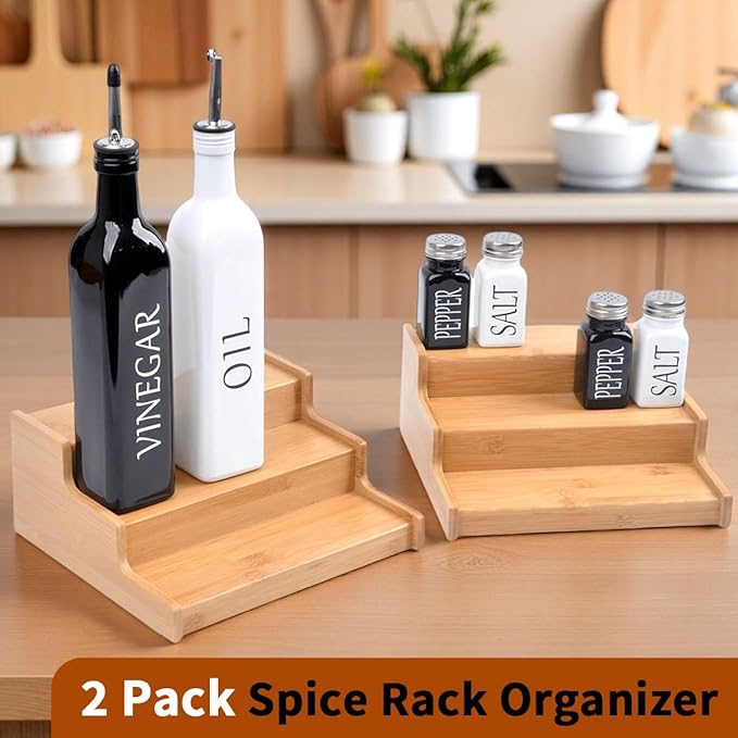 2 Pack Spice Rack Organizer for Cabinet - Enhance Spice Organization for Cabinet with Practical Spice Shelf Organizer for Cabinet & Efficient Cabinet Spice Organizer-NeatNest