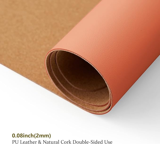 Cork Desk Mat - Dual-Sided Desk Pad for Office and Home - Desk Organization and Accessories - Ideal for Large Mouse Pad and Desk Mats on Top of Desks(Orange,36"x 17")-NeatNest