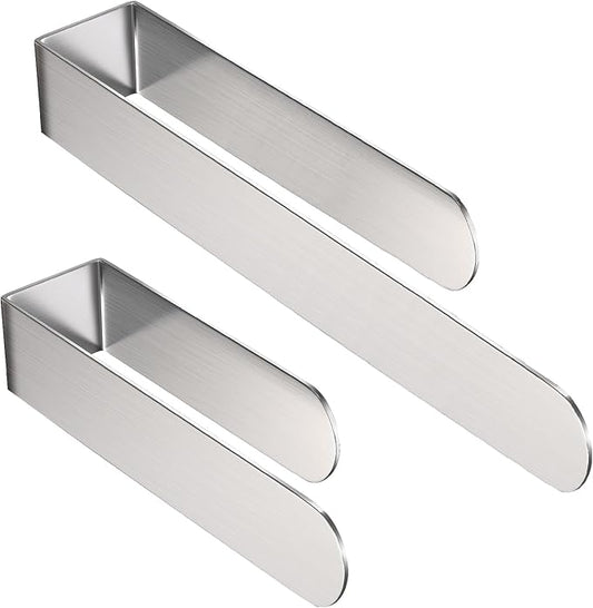 HUFEEOH Adhesive Hand Towel Holder, 8 Inch Sticky Towel Bar and 14 Inch Towel Holder Wall Mounted, Stainless Steel Kitchen Towel Holder Hand Towel Rack for Bahtroom Hotel RV Kitchen (Silver-8"&14”)
