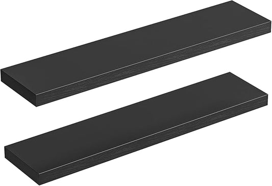 HOOBRO Floating Shelves for Wall, Wall Mounted Shelf Set of 2, 39.4" Hanging Shelf with Invisible Brackets, for Wall in Bathroom, Bedroom, Toilet, Kitchen, Livingroom, Office, Black BK100BJP201-NeatNest