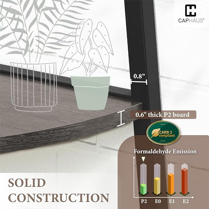 CAPHAUS Tall Corner Shelf Stand, 5-Tier Display Shelves, Ladder Corner Wood Storage Plant Bookshelf with Metal Frame, Versatile Shelving Unit Bookcase for Home Office Space, Dark Grey-NeatNest