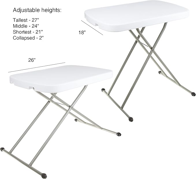 Everyday Home Folding Table - Lightweight Portable Folding Desk - Small Plastic Table for TV Tray, Playing Cards, and Craft Room (White)-NeatNest