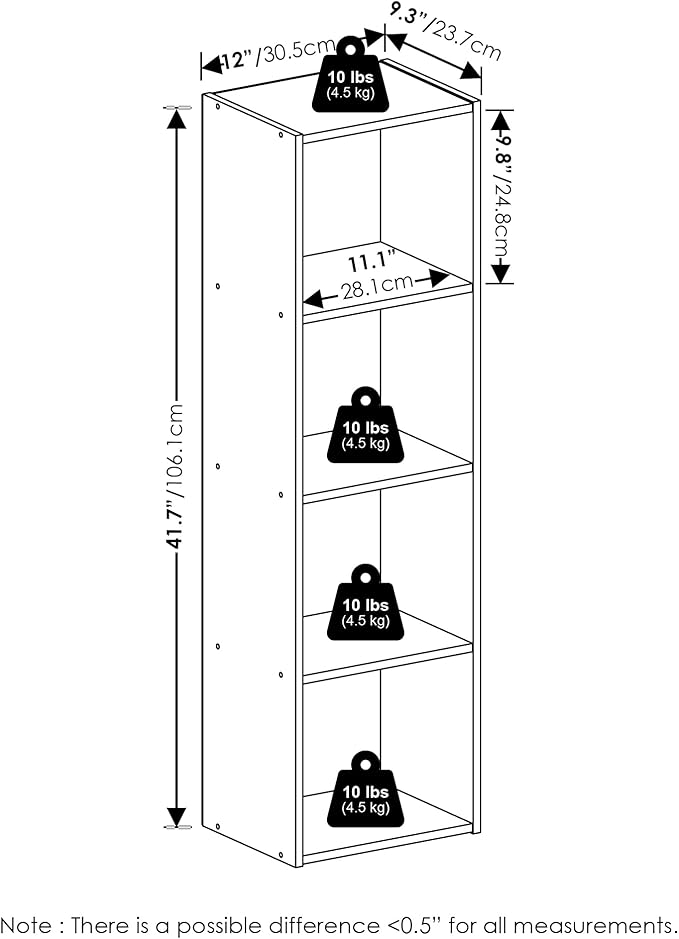 Furinno Pasir 4-Tier Open Shelf Bookcase, Bookshelf, Amber Pine-NeatNest