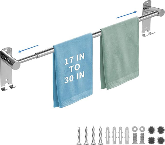 Bathroom Towel Rack, 28In Adjustable Bathroom Towel Bar, Stainless Steel Towel Bar, Owel Holder for Bathroom Wall