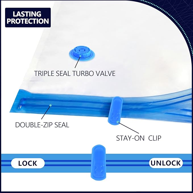 Vacuum Storage Bags for Blankets and Comforters 8 Jumbo Vacuum Seal Bags for Clothing Blankets Bedding with Electric Pump Compression Bag for Travel Luggage Jumbo Space Saver Storage Bag-NeatNest