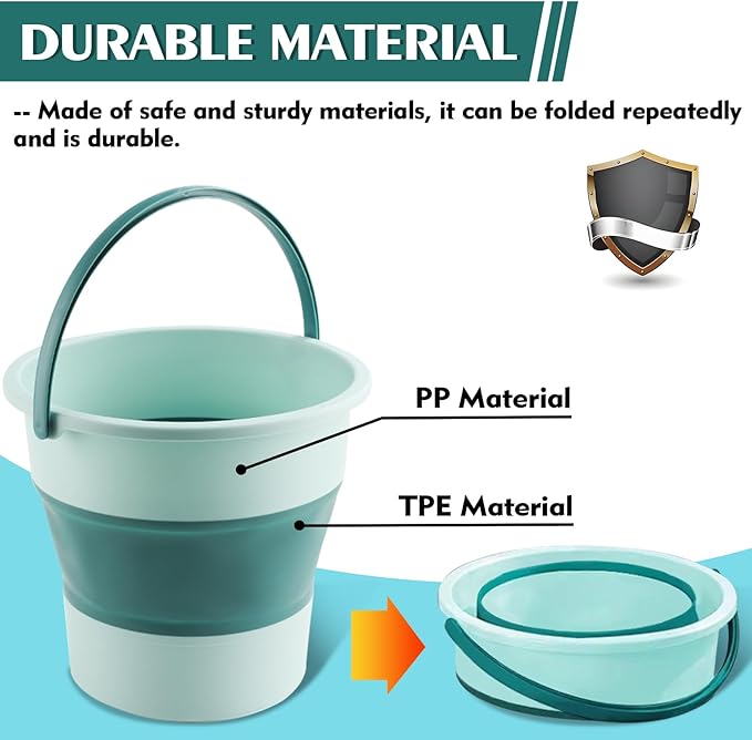 Collapsible Bucket 4.5 Gallon/17L Large Plastic Household Cleaning Mop Buckets Foldable Water Bucket for Car Wash Fishing Camping Beach (Green-Large)-NeatNest