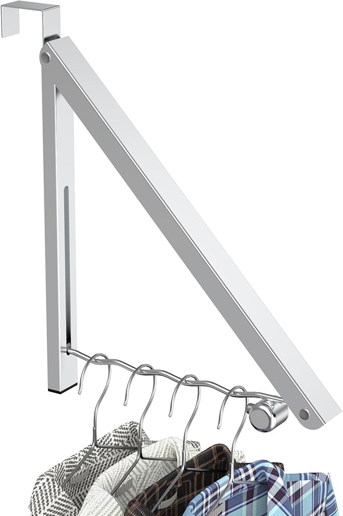 Clothes Drying Rack for Laundry Room Organization,Foldable Over The Door Drying Racks for Saving Space Silver 1 Pack-NeatNest