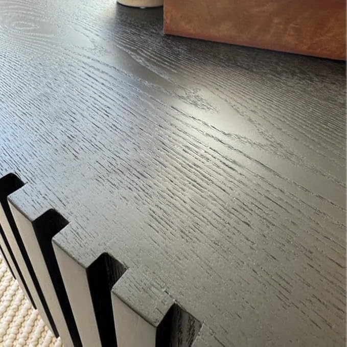 Coffee Table, 43.7 Inch Modern Handcraft Solid Wood Drum Oval Coffee Table for Living Room, Small Space, Office, Easy Assembly (Black)-NeatNest