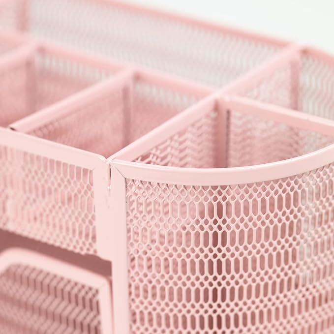 BLU MONACO Pink Desk Organizer – Strong Metal Construction, Office Supply Storage for Home or Office, Light Pink Desk Accessories-NeatNest