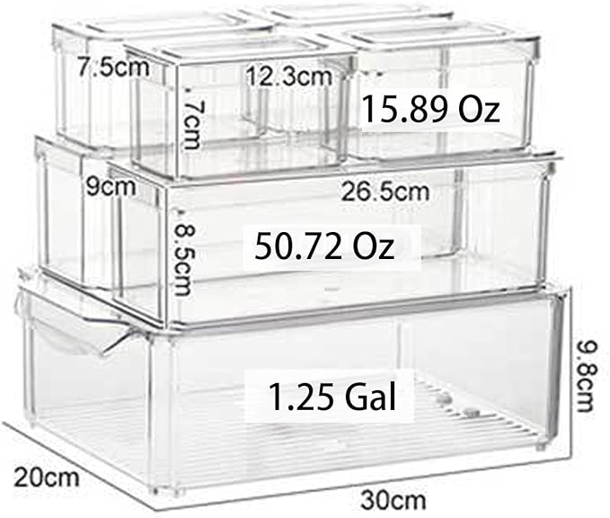 7-Piece Stackable Fridge Organizer Set - Clear Containers with Lids, Perfect for Organizing Vegetables, Fruits, Food, and Drinks