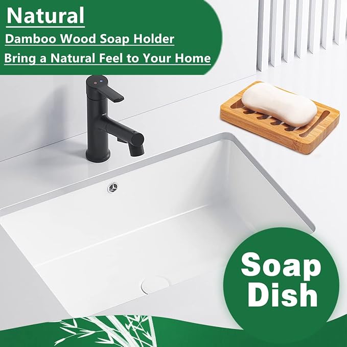 3 Pack Bamboo Wood Soap Dish Bar Soap Holder with Self Draining Tray Natural Waterfall Drain Soap Saver for Shower Bathroom Kitchen-NeatNest
