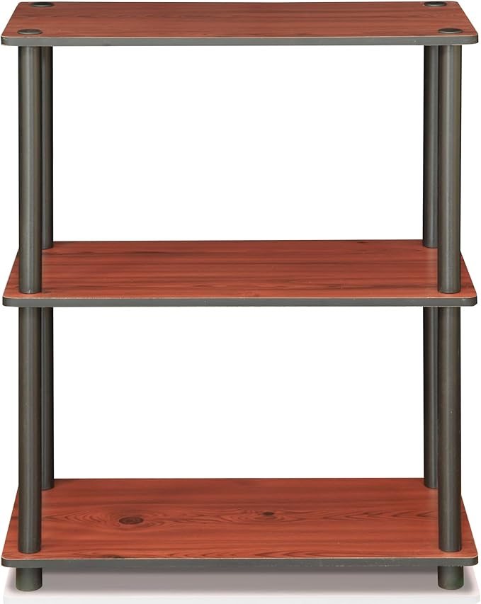 Furinno Turn-N-Tube 3-Tier Compact Multipurpose Shelf Display Rack, Dark Cherry-NeatNest