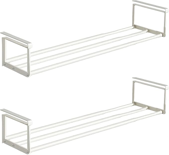 Expandable Shoe Rack Organizer - Adjustable Shoe Rack & Under Cabinet Shelf - for Shoe or Clothing Storage and Organization, Under Shelf Storage (White,2 Pcs)-NeatNest