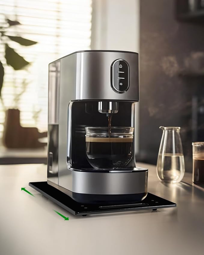 HAYVAN Acrylic Sliding Tray for Coffee Maker & Heavy Kitchen Appliances - Appliance Slider with Silent Wheels Slides Easily from Under The Cabinet - Easy to Clean (Black, 9.8” W x 14”D)