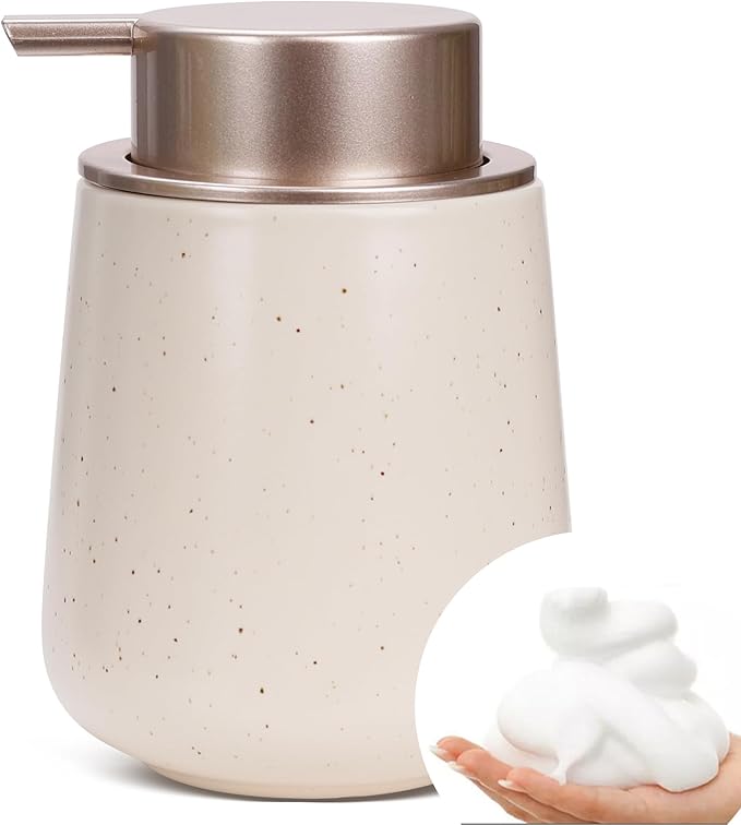 Bosilunlife Ceramic Foaming Soap Dispenser - 12 oz Foam Hand Wash Dispenser Bathroom Countertop Kitchen Dish Soap Pump Dispenser Liquid Soap Dispenser for Bathroom-NeatNest