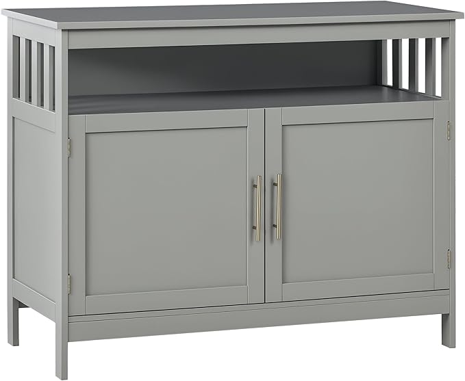 HOMCOM Sideboard Buffet Cabinet, Modern Coffee Bar Cabinet with 2-Level Shelf and Open Compartment, Grey-NeatNest