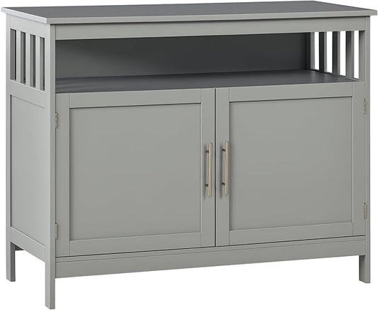 HOMCOM Sideboard Buffet Cabinet, Modern Coffee Bar Cabinet with 2-Level Shelf and Open Compartment, Grey-NeatNest