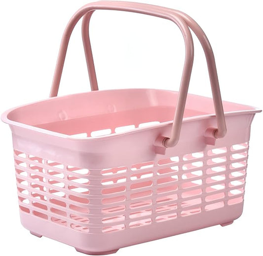 ALINK Plastic Shower Caddy Basket with Handle, Portable Organizer Storage Basket for College Dorm, Bathroom, Kitchen - Pink