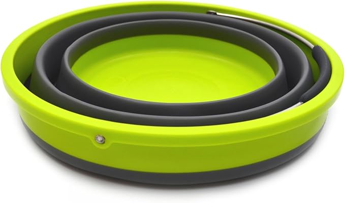 SAMMART Set of 2-10L/2.6 Gallon Collapsible Plastic Bucket - Foldable Round Tub - Portable Fishing Water Pail - Space Saving Outdoor Waterpot, Size 31cm Dia (2, Dark Grey)