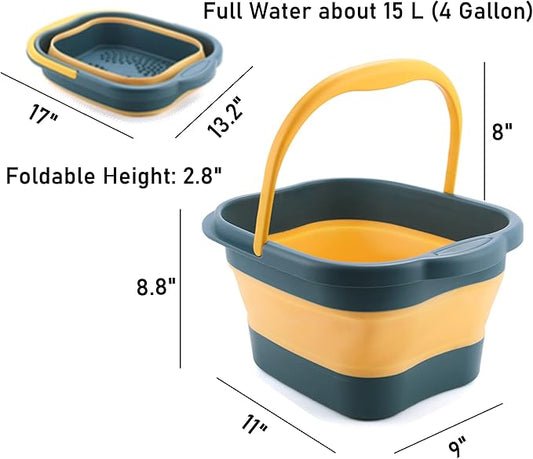 Collapsible Foot Bath Basin Tub for Soaking Feet, Plastic Foldable Foot Spa Bucket Tools with Handle and Massager Acupoint for Camping Travel-NeatNest