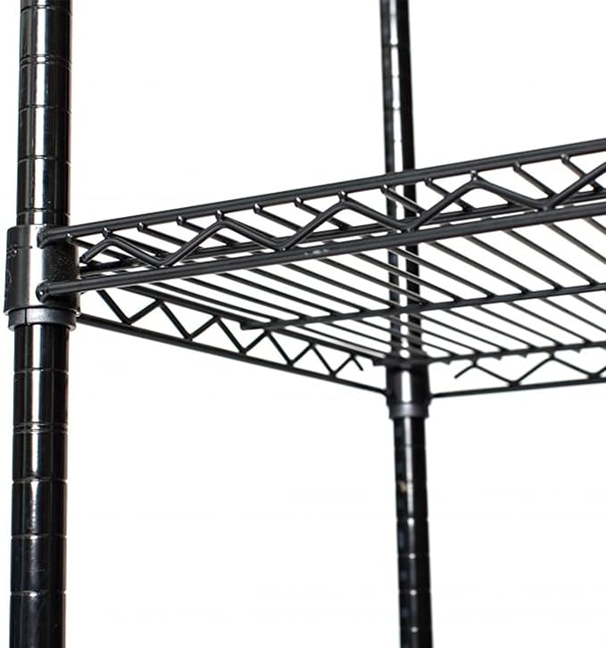 5 Tier Adjustable Storage Shelf Metal Storage Rack Wire Shelving Unit Storage Shelves with Wheels for Pantry Closet Kitchen Laundry Bathroom (Black-5-Tier)